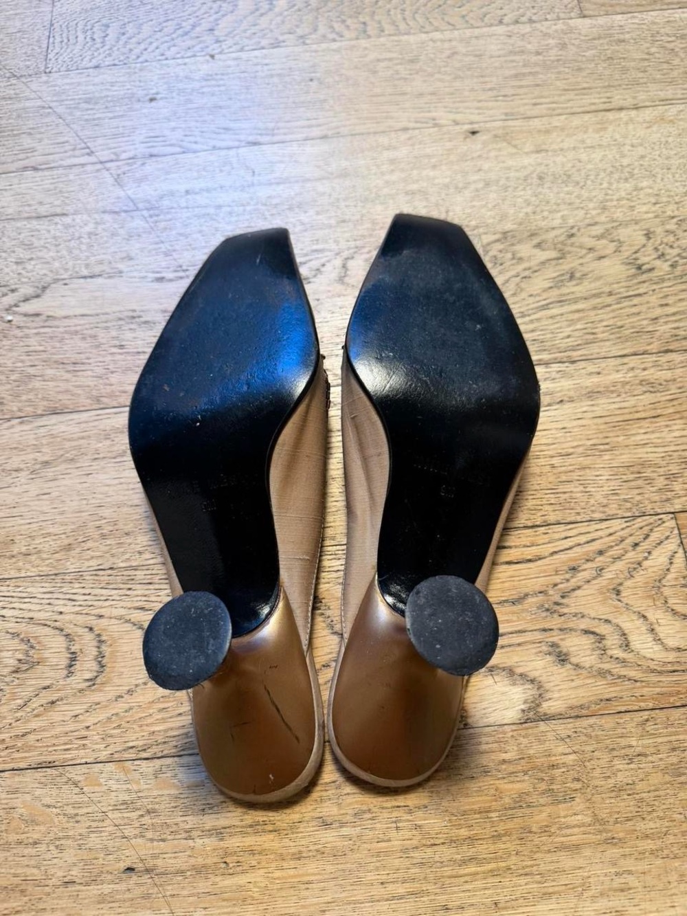 Nine West Tan Embroidered Slip-On Heeled Mules - Picture 6 of 8